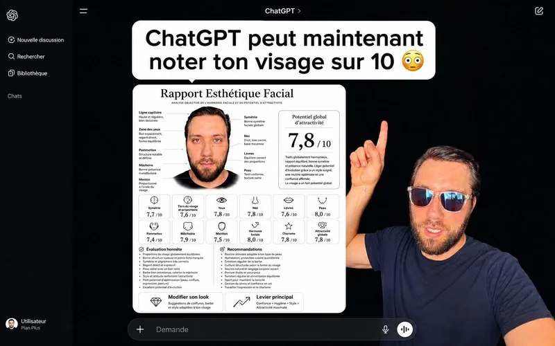 ChatGPT peut maintenant noter ton visage sur 10 — Rapport esthétique facial complet