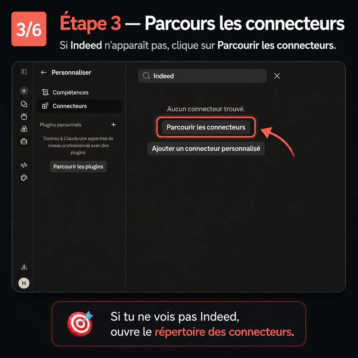Étape 2 — le bouton Parcourir les connecteurs ouvre le répertoire officiel
